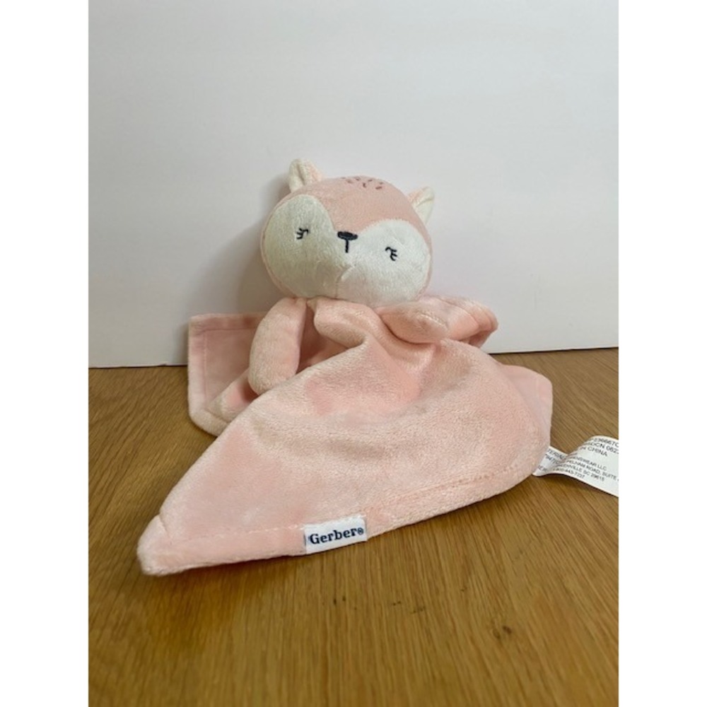 Gerber Fox Security Blanket Kids OS Pink Good Plush Lovey Embroidered Animal